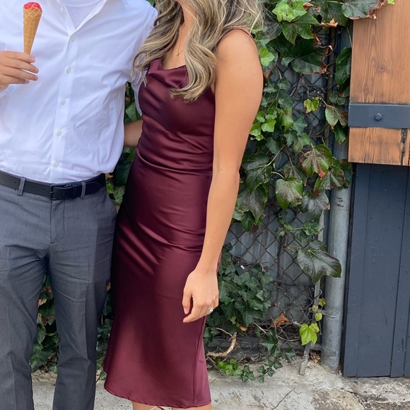 Beginning Boutique Schiffer Slip Midi Dress - Chocolate - Picture 3 of 3